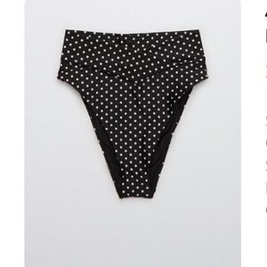 Aerie Printed Crossover High Cut Cheeky Bikini Bottom | L | polka dots